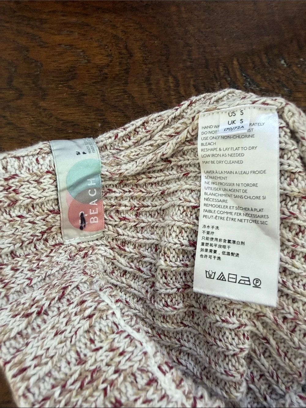 Free People Cream Knit High-Waist Shorts with Rust Speckle